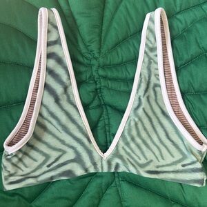 Acacia Swimwear komala bikini top. Color: Savanna. Green zebra print, Size S